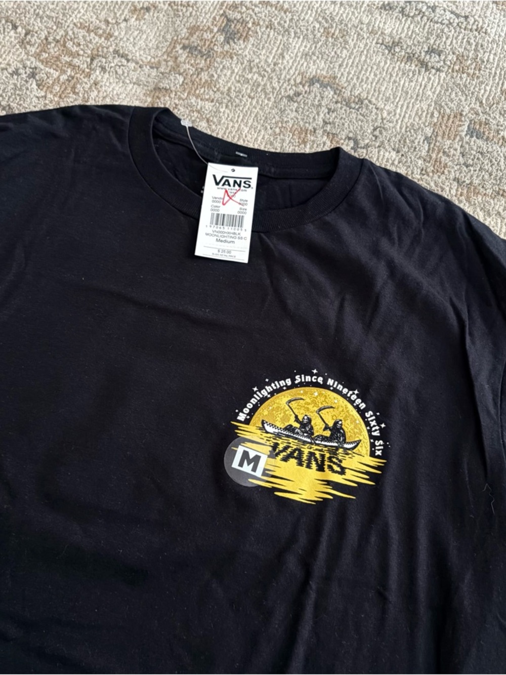 NWT Vans Moonlighting Skeleton Boat Graphic T Shirt Black Sz M - Picture 3 of 6
